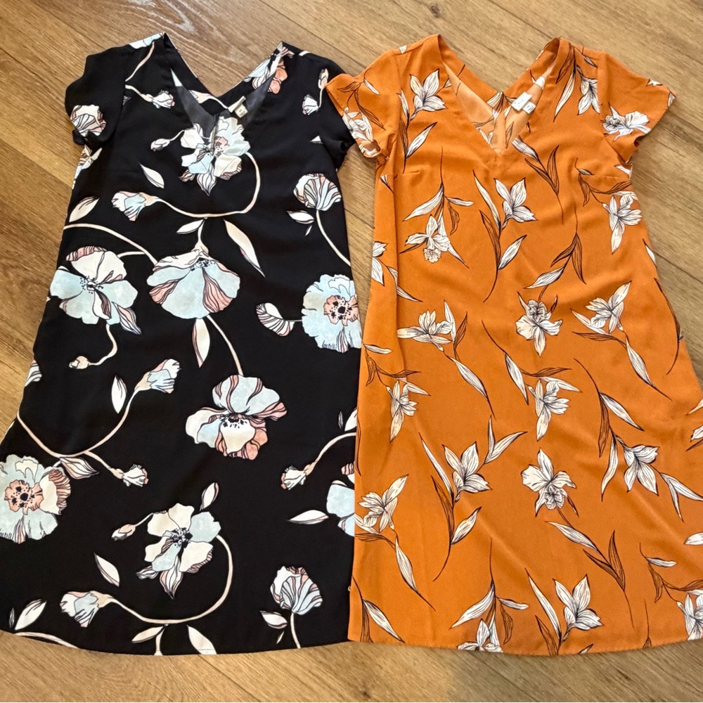 a new day Floral V-Neck Midi Dress - Black & Rust